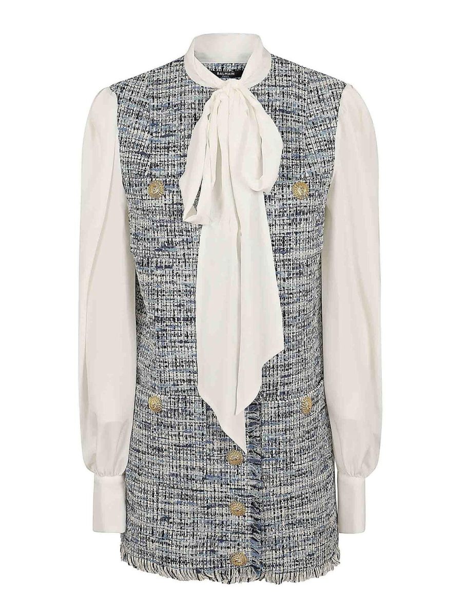 Balmain Robe Au Genou - Blanc