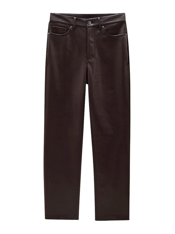 Anine Bing Pantalons En Cuir - Marron
