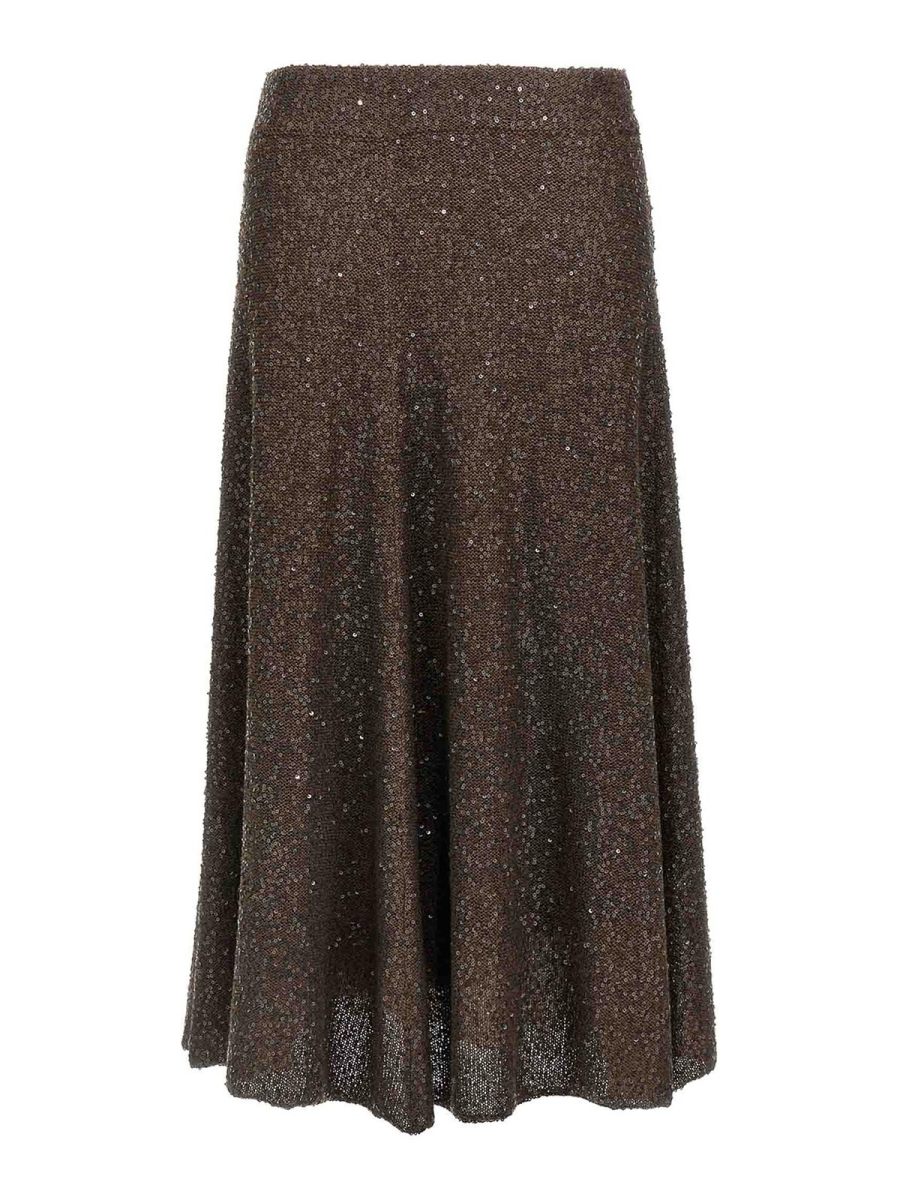 Brunello Cucinelli Jupe Midi - Marron