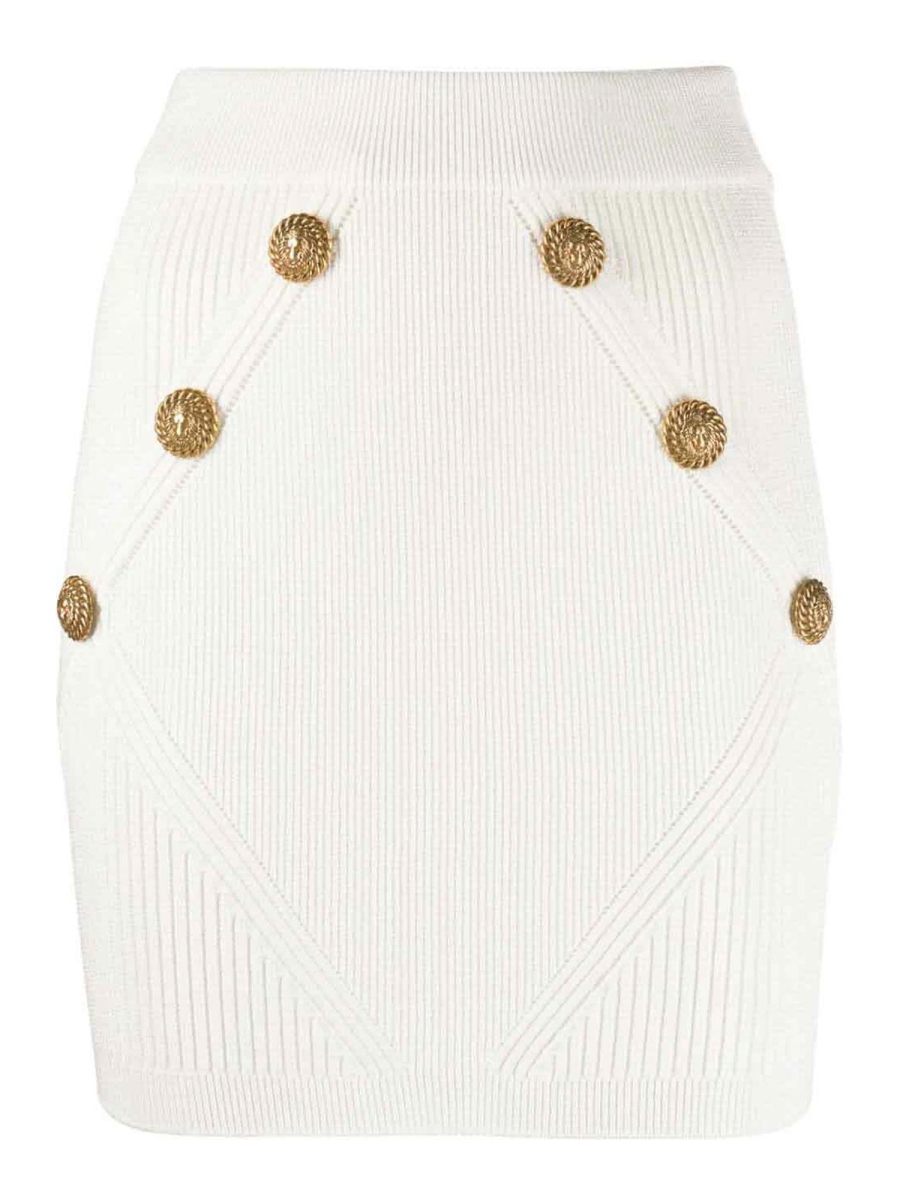 Balmain Jupe Midi - Blanc