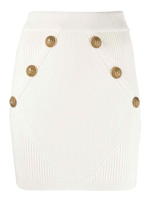 Balmain Jupe Midi - Blanc