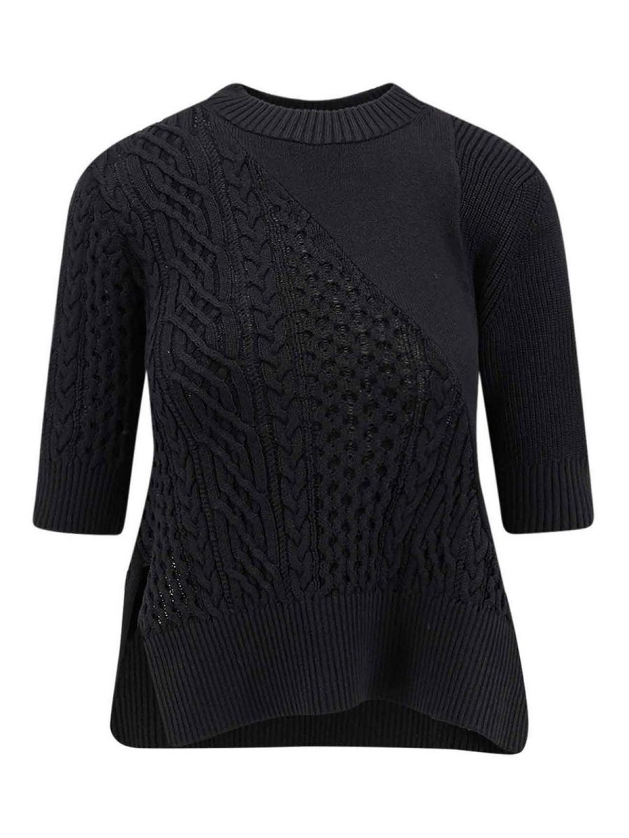 Sacai Pull Col Bateau - Noir