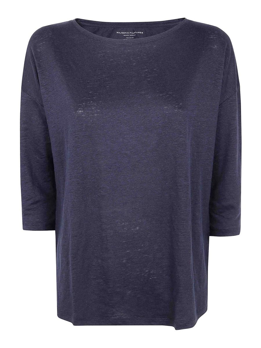 Majestic Filatures Pull Col Bateau - Bleu