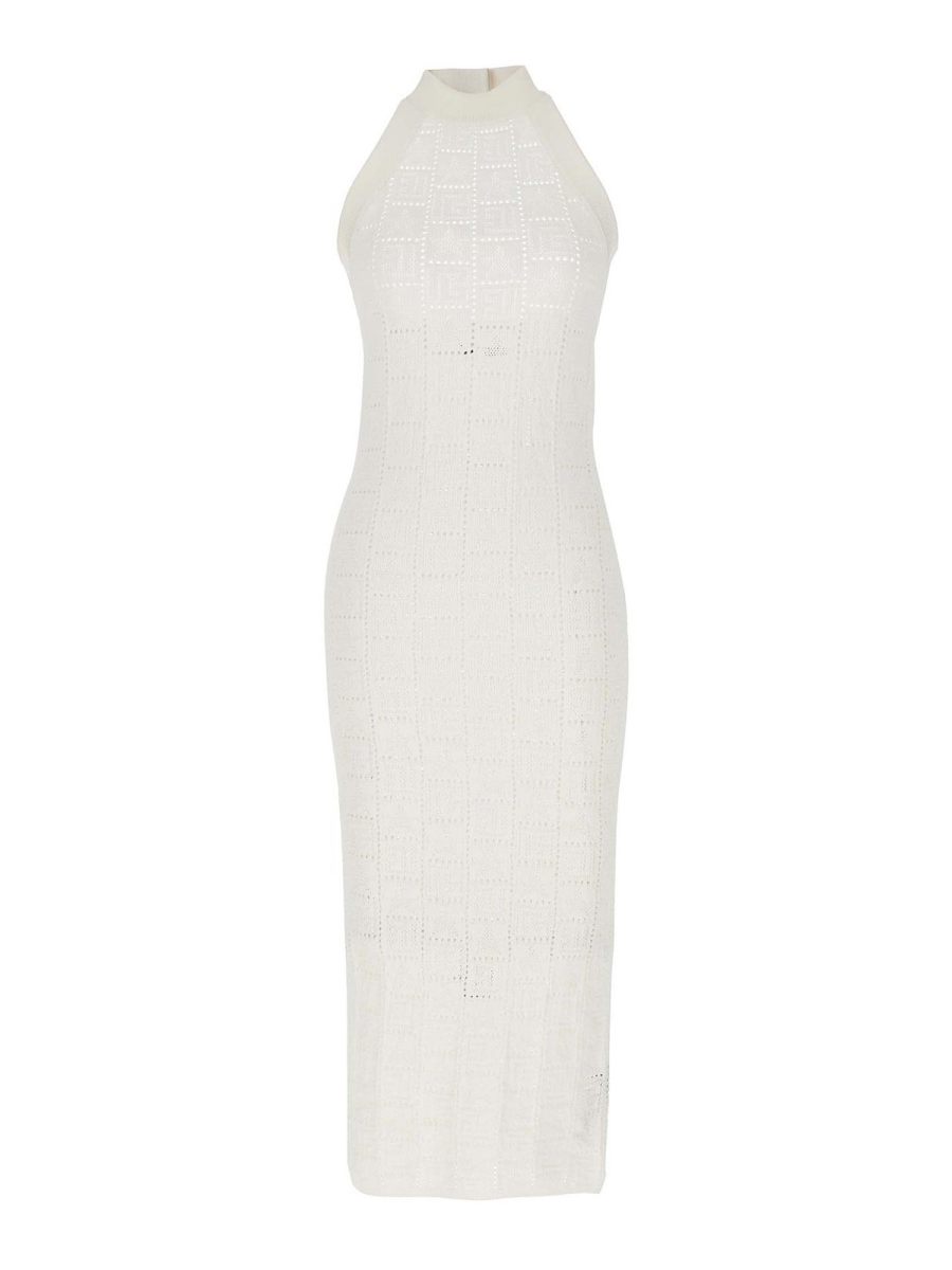 Balmain Robe Au Genou - Blanc