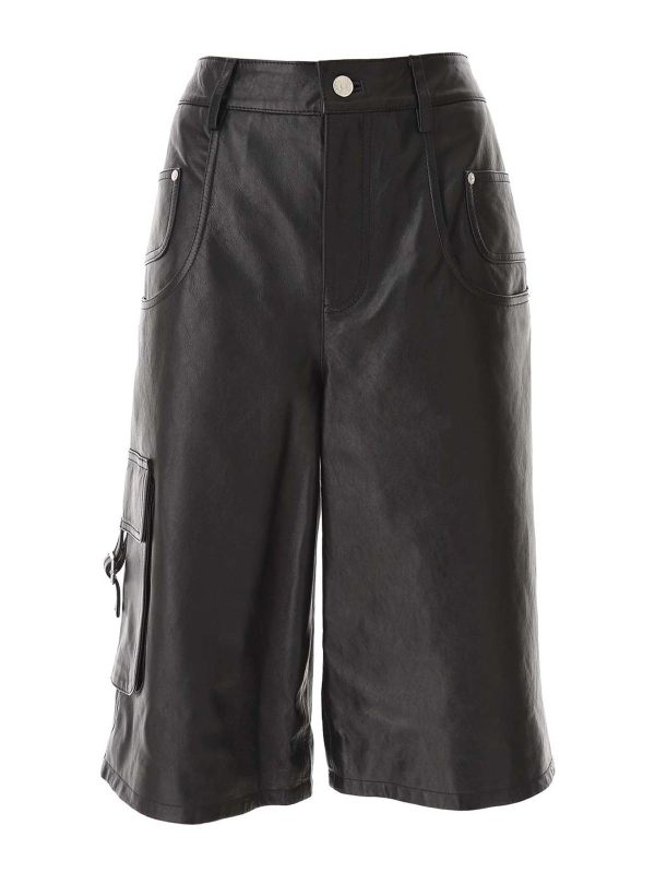 Moschino Jeans Pantalons En Cuir - Noir