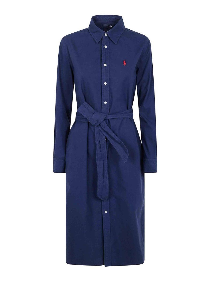 Polo Ralph Lauren Robe Au Genou - Bleu