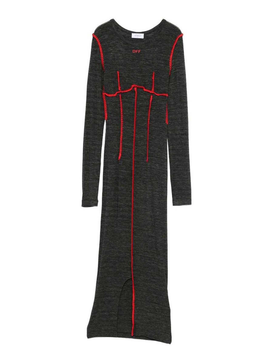 Off-White Robe Au Genou - Rouge