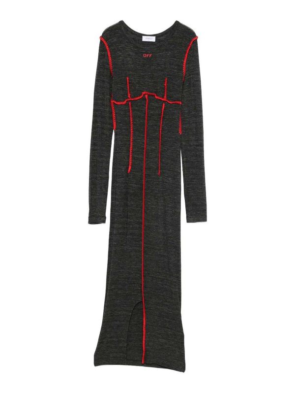 Off-White Robe Au Genou - Rouge