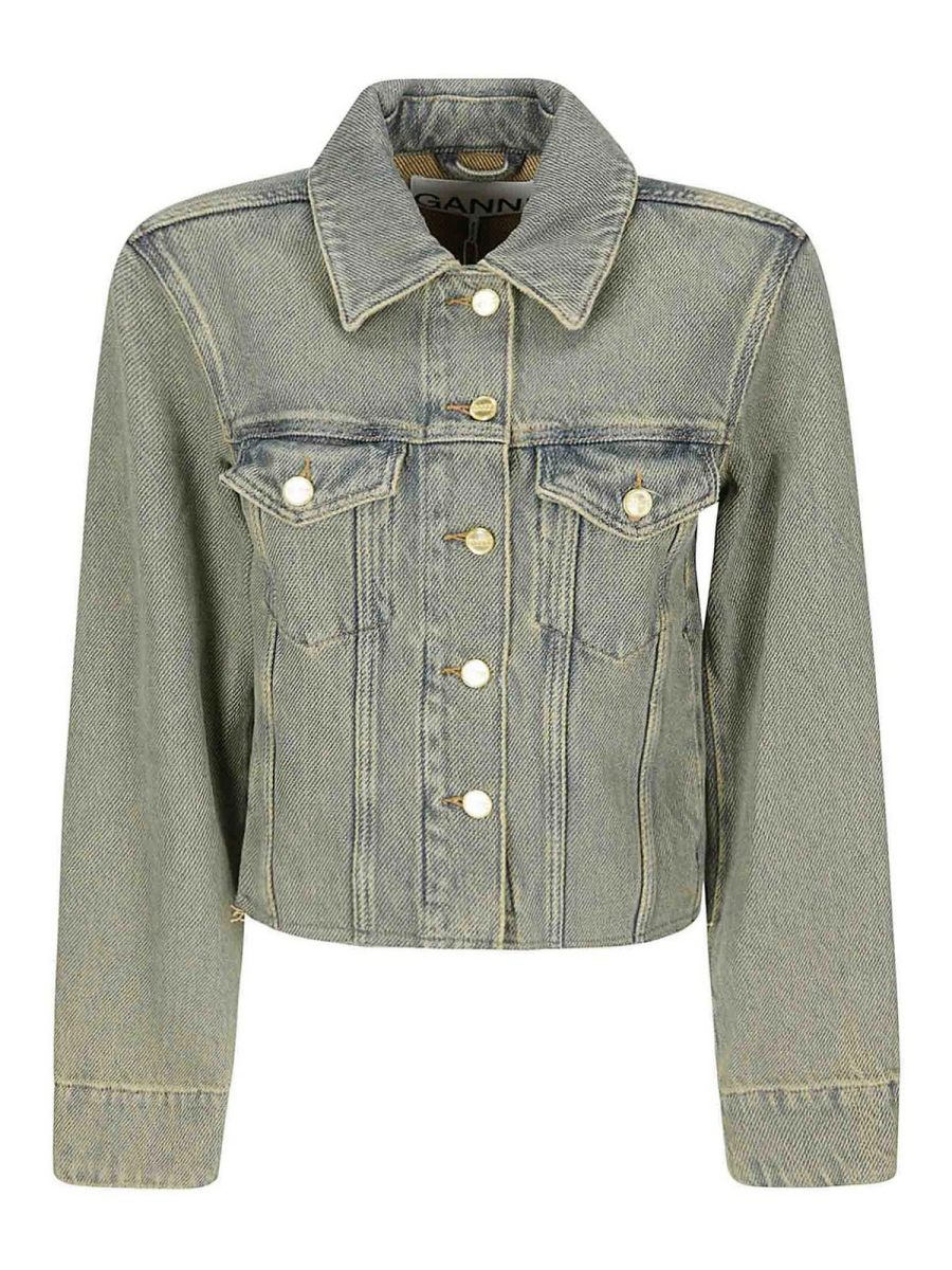 Ganni Veste En Jean - Foncé Délavé