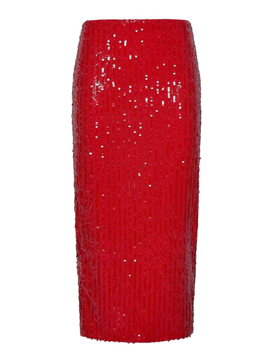 Rotate Birger Christensen Jupe Midi - Rouge