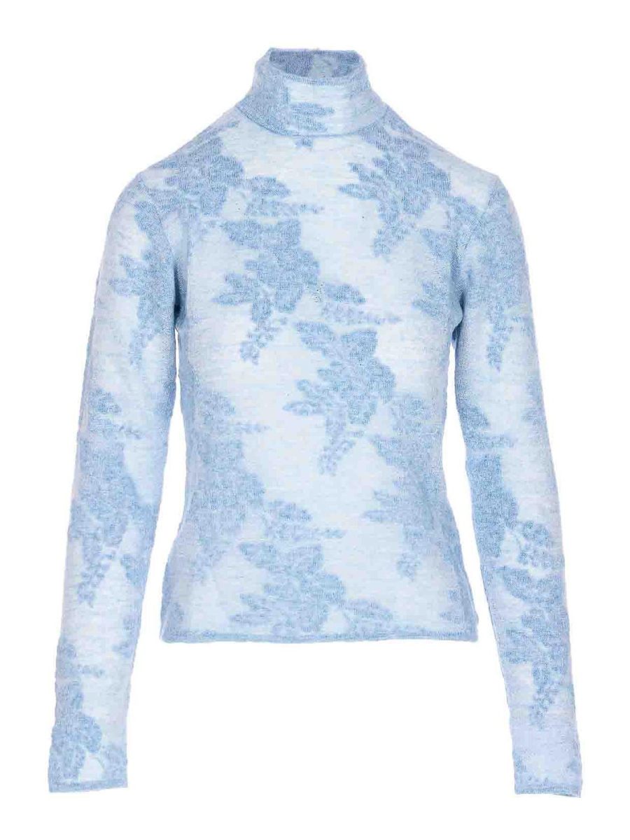 Ganni Pull Col Rond - Bleu