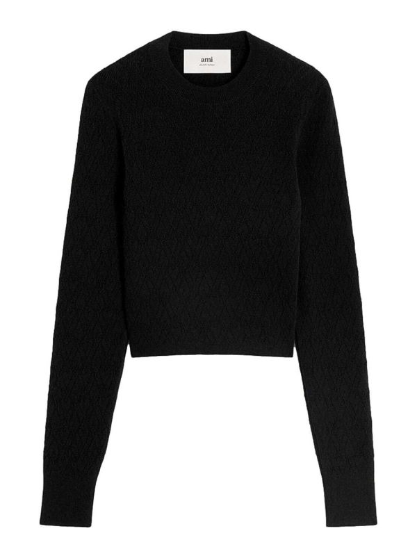 Ami Paris Pull Col Bateau - Noir