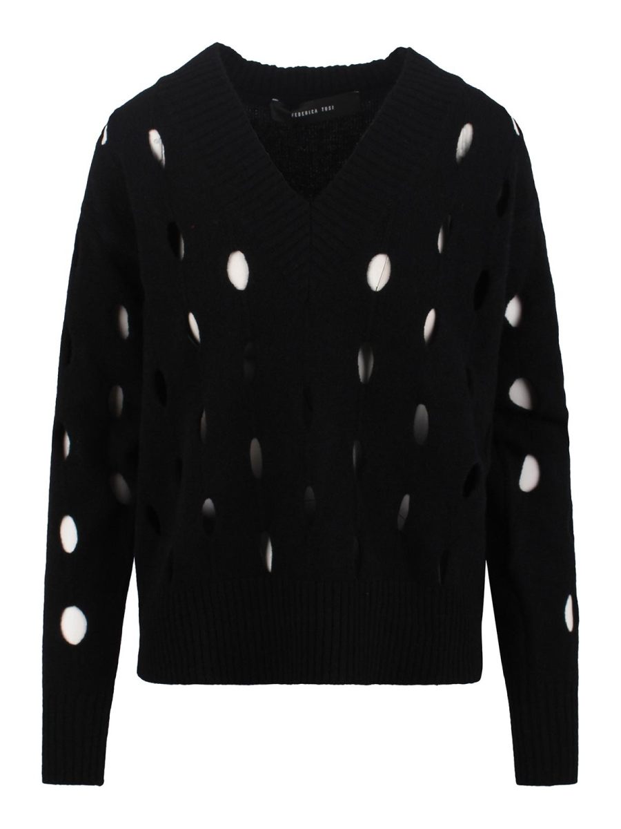 Federica Tosi Pull Col Bateau - Noir