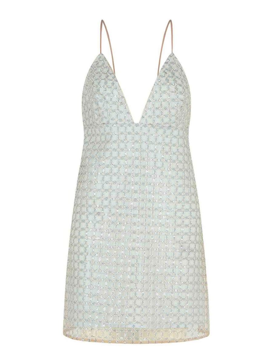 Rotate Birger Christensen Robe Au Genou - Beige
