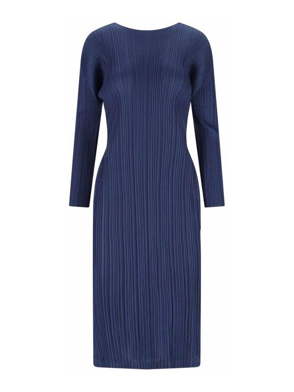 Pleats Please Issey Miyake Robe Au Genou - Bleu
