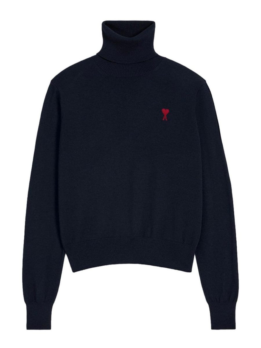 Ami Paris Pull Col Roulé - Bleu