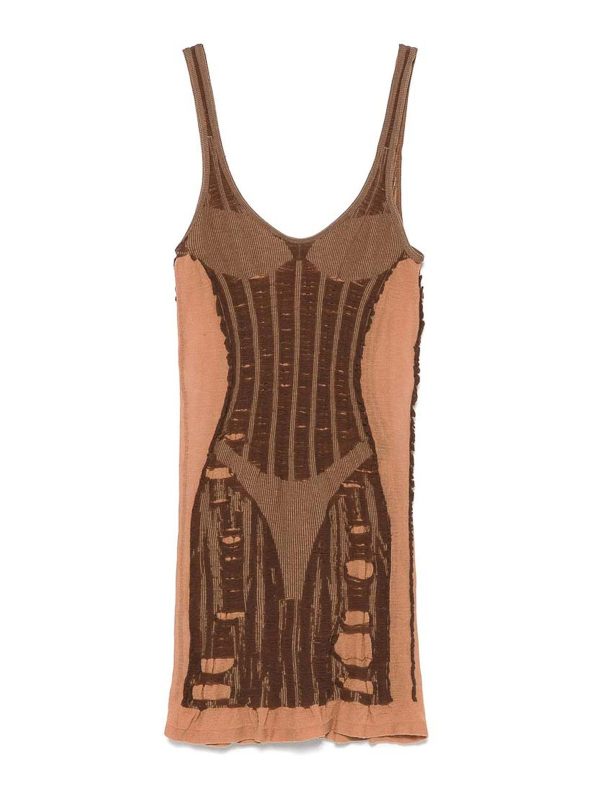 Diesel Robe Au Genou - Marron