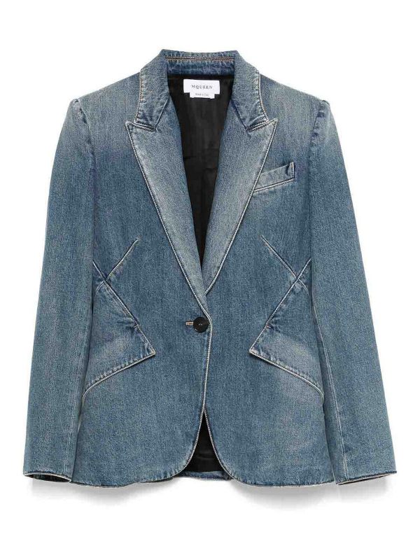 Alexander Mcqueen Veste En Jean - Bleu