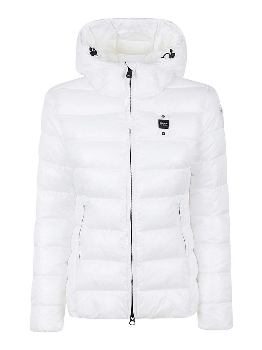 Blauer Manteau Au Genou - Blanc