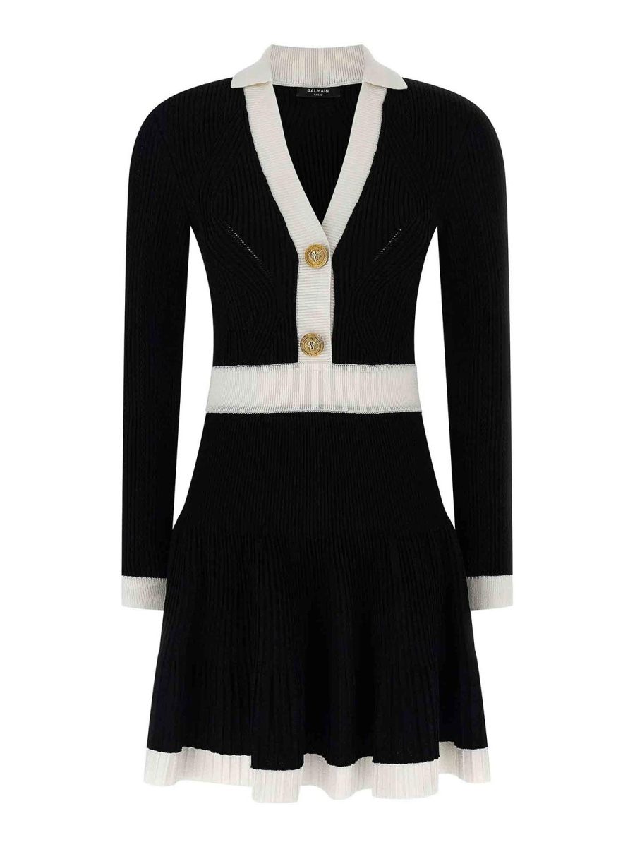 Balmain Robe Au Genou - Blanc