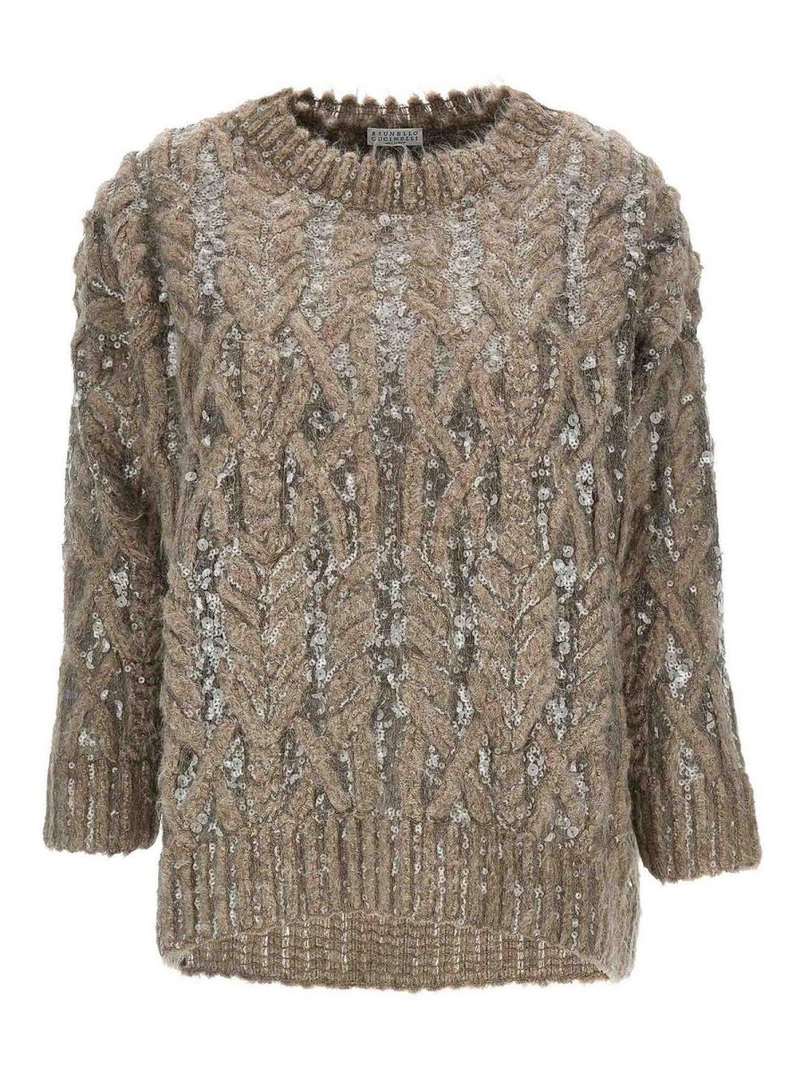 Brunello Cucinelli Pull Col Rond - Beige