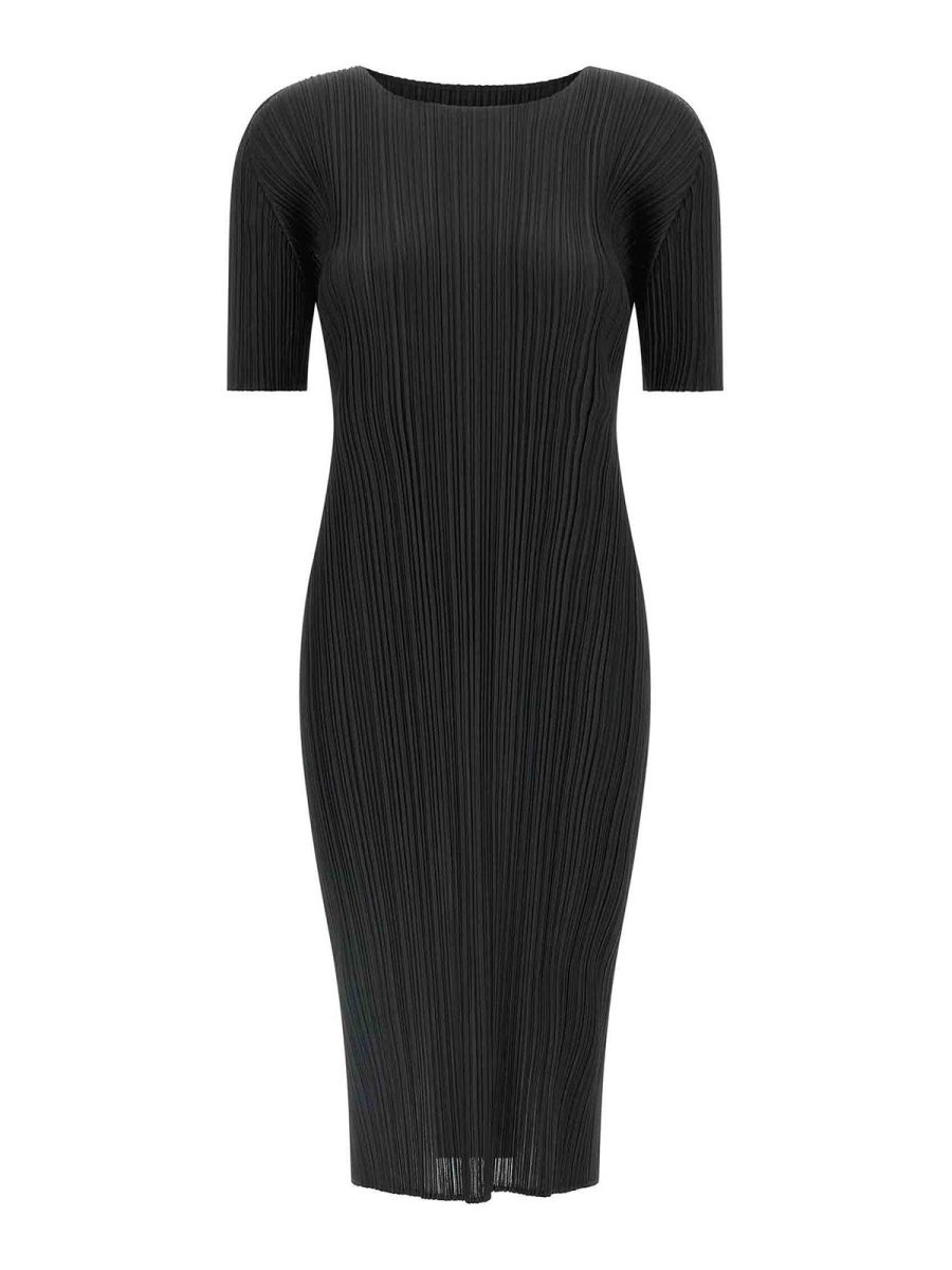 Pleats Please Issey Miyake Robe Au Genou - Noir
