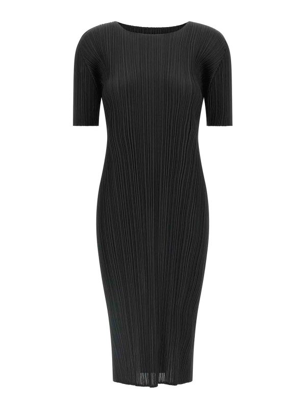 Pleats Please Issey Miyake Robe Au Genou - Noir