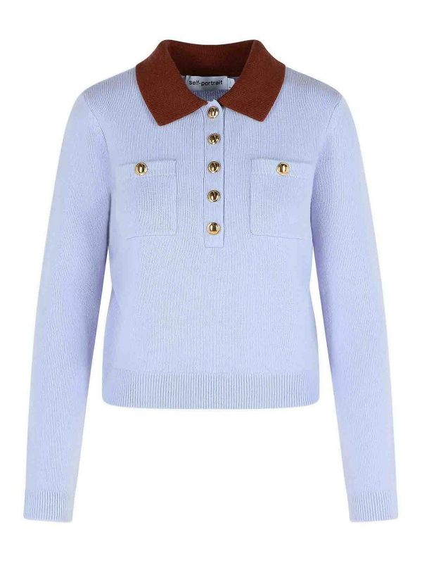 Self Portrait Pull Col Rond - Bleu