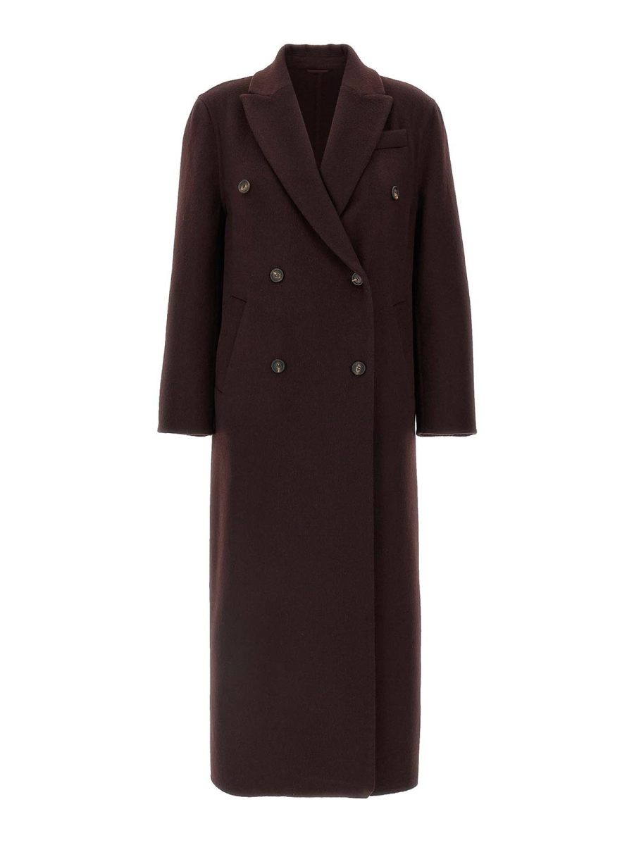 Brunello Cucinelli Manteau Court - Rouge Brun