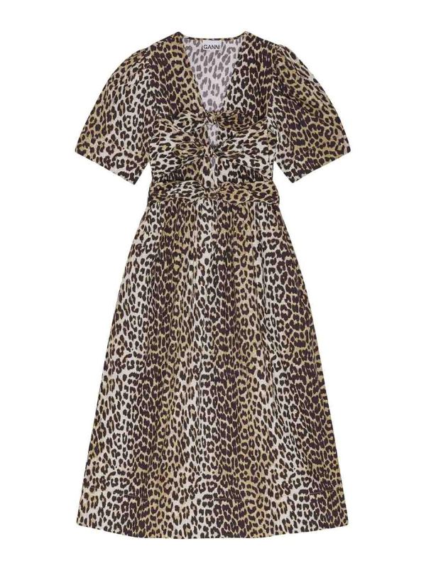 Ganni Robe Au Genou - Marron