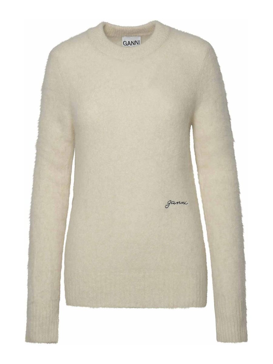 Ganni Pull Col Bateau - Crème