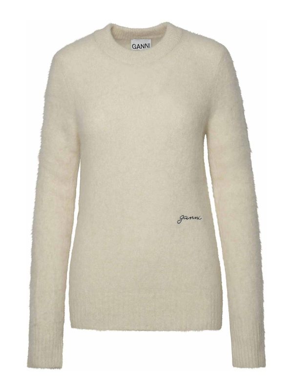 Ganni Pull Col Bateau - Crème