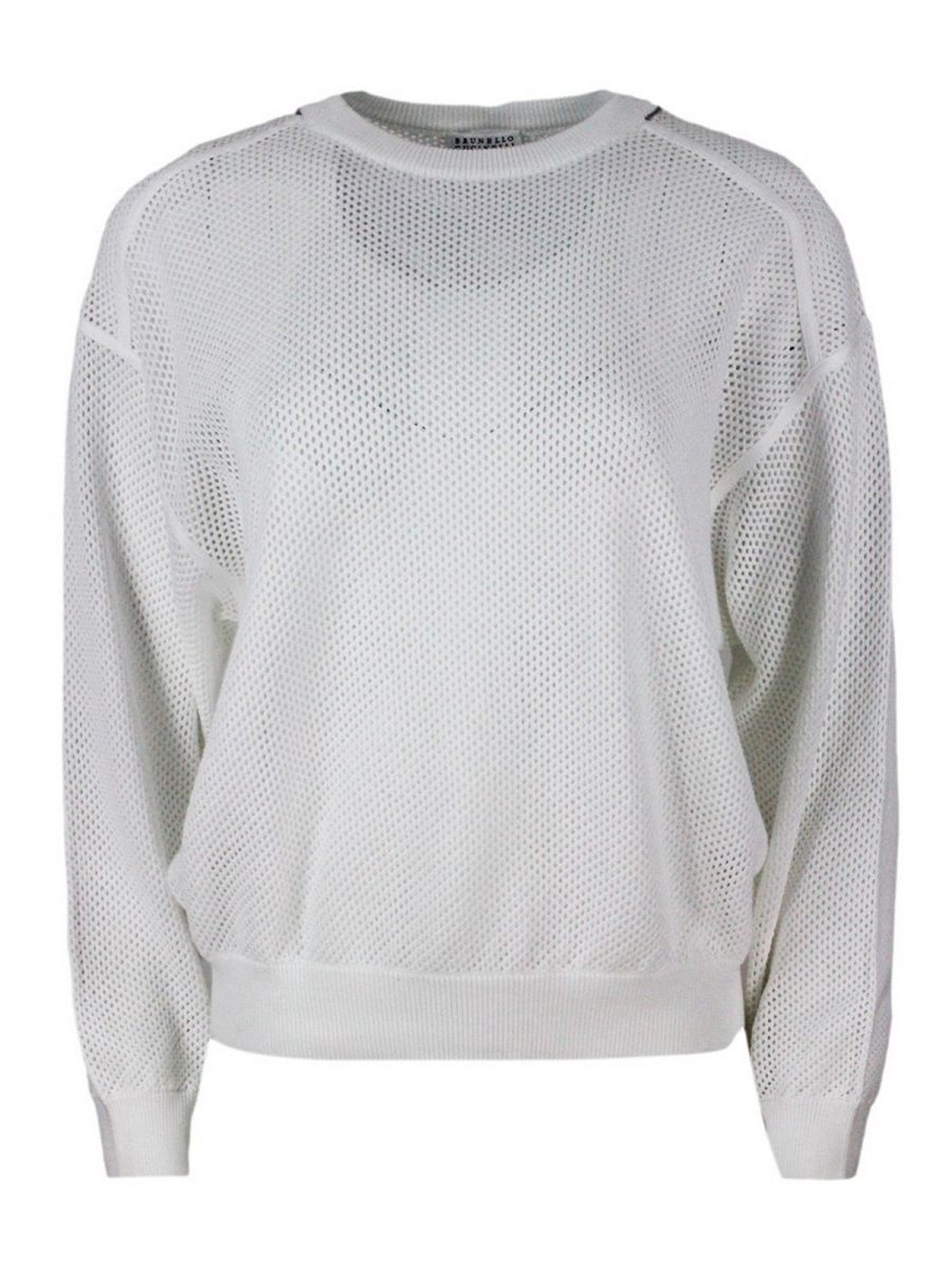 Brunello Cucinelli Pull Col Rond - Blanc