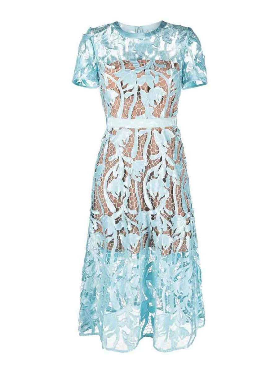 Self Portrait Robe Au Genou - Bleu