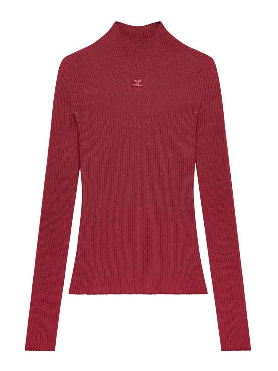 Courreges Pull Col Roulé - Rouge
