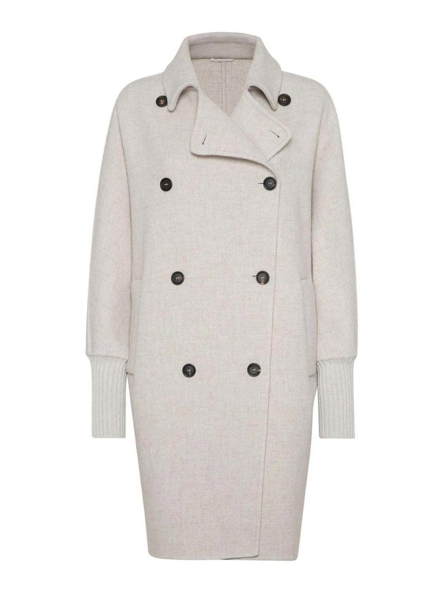 Brunello Cucinelli Manteau Court - Blanc
