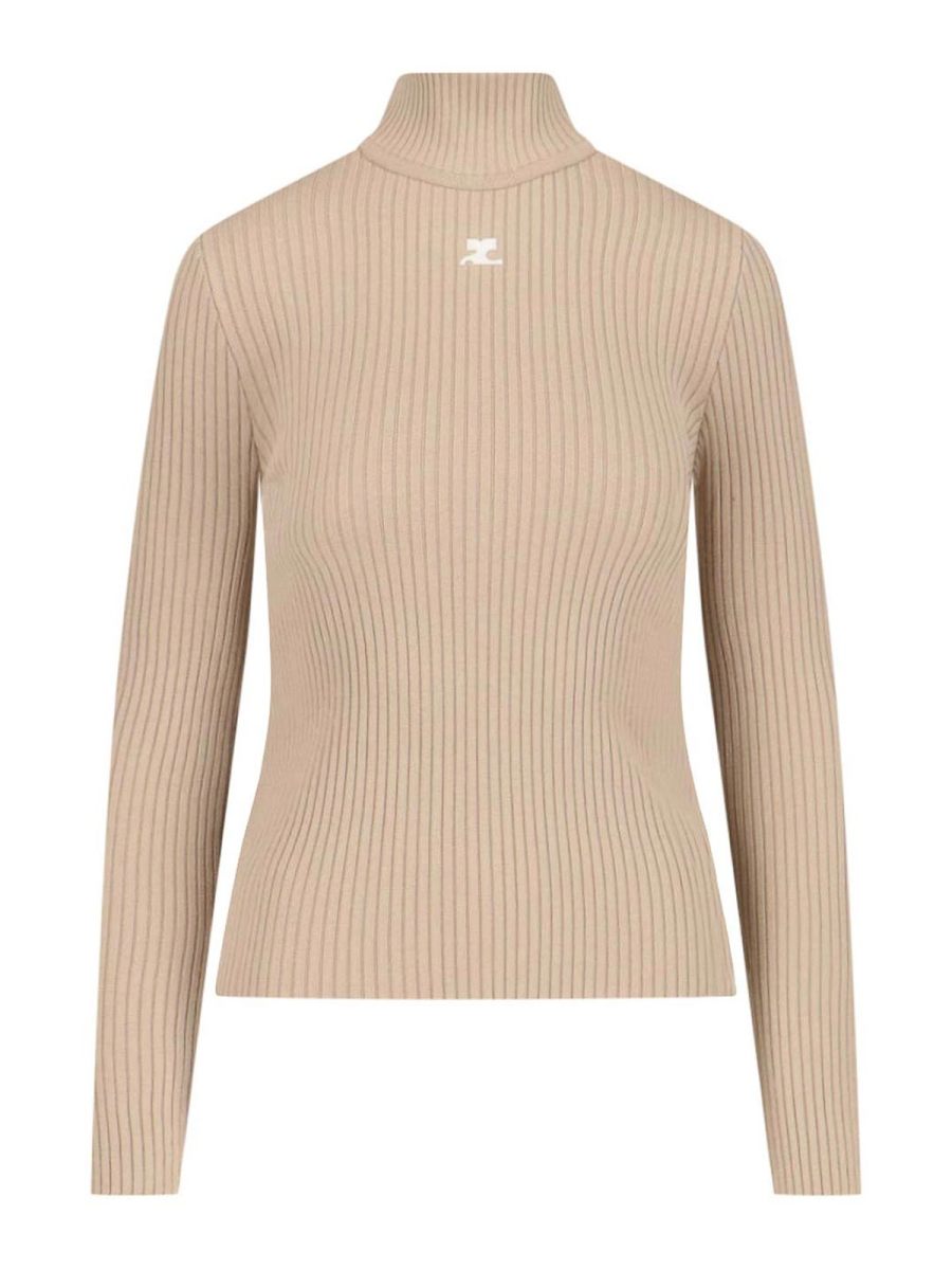 Courreges Pull Col Roulé - Beige