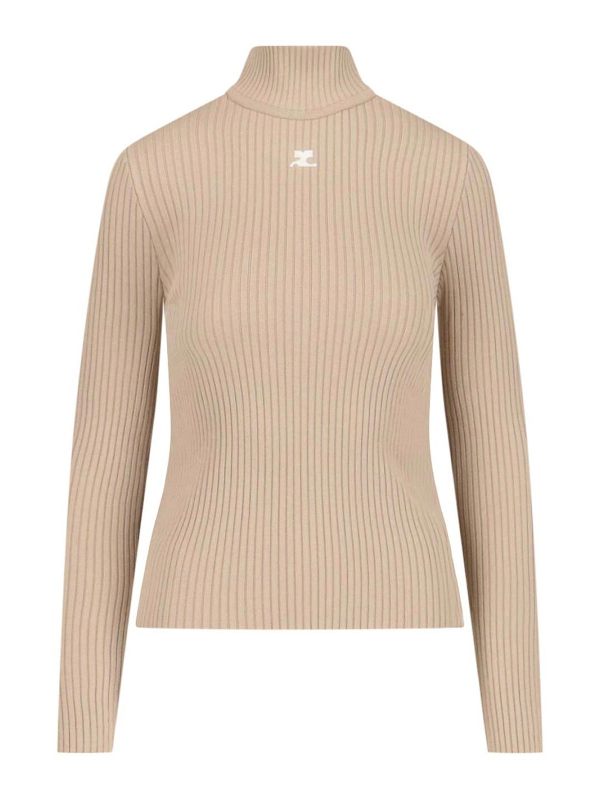 Courreges Pull Col Roulé - Beige