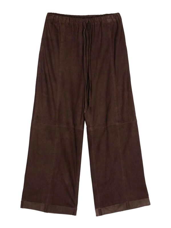 Alysi Pantalons En Cuir - Marron