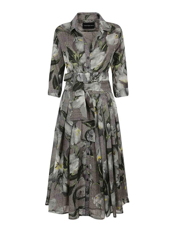 Samantha Sung Robe Au Genou - Gris