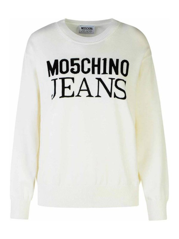 Moschino Jeans Pull Col Rond - Blanc