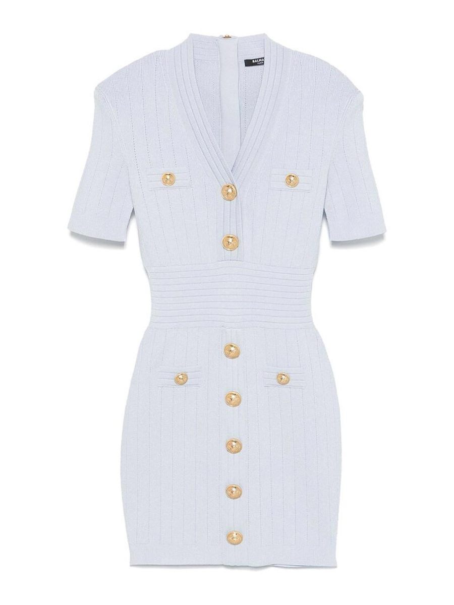 Balmain Robe Au Genou - Bleu