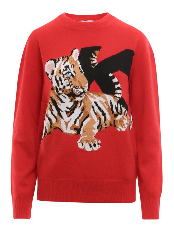 K Krizia Pull Col Rond - Rouge
