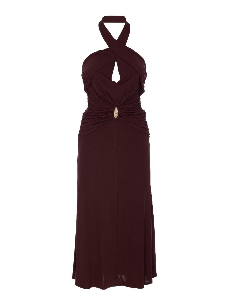 Elisabetta Franchi Robe Au Genou - Marron
