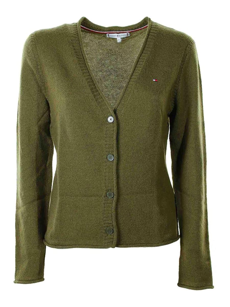Tommy Hilfiger Pull À Col V - Vert