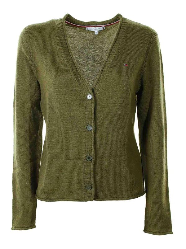 Tommy Hilfiger Pull À Col V - Vert