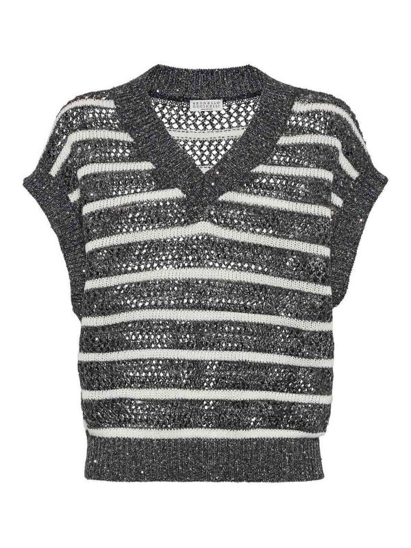 Brunello Cucinelli Pull À Col V - Bleu