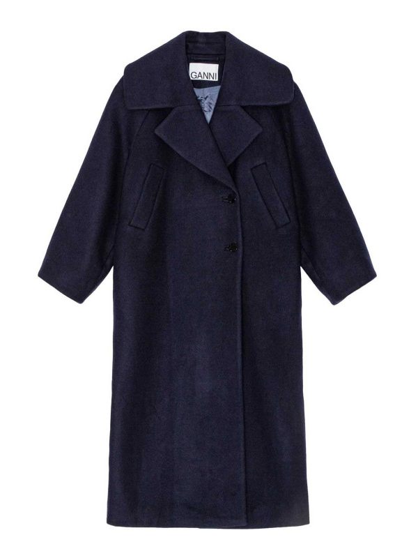 Ganni Manteau Court - Bleu