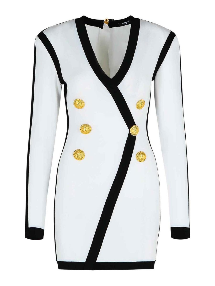 Balmain Robe Au Genou - Blanc