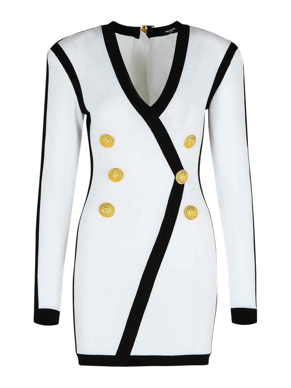 Balmain Robe Au Genou - Blanc